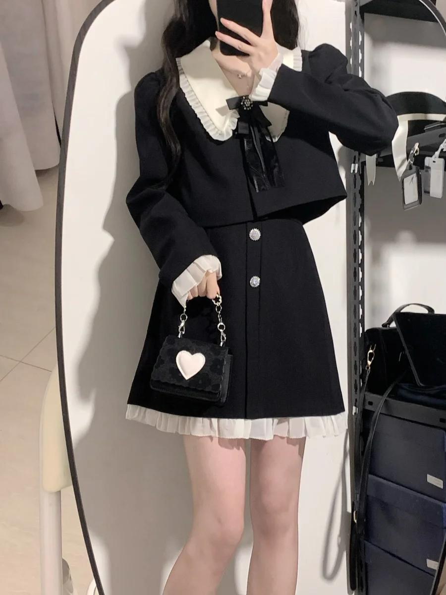 学院风西装两件套装年新款春春冬季法式赫本风小个子甜美连衣裙子