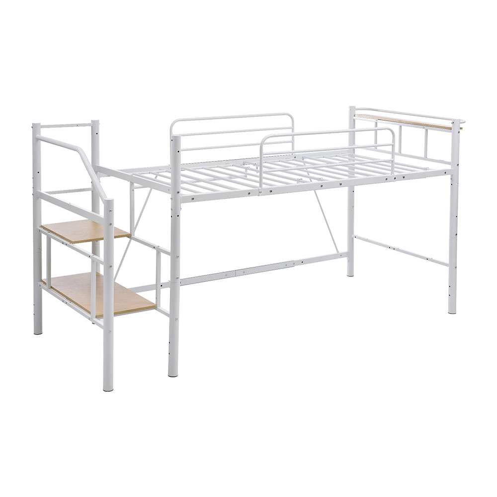 ロフトベッド パイプベッド シングル 耐荷重150kg 高さ130cm システムベッド ロータイプ 棚 収納 北欧風 大人 一人暮らし ハンガーポール4本付属 スチール 耐震 ベッド 子供部屋