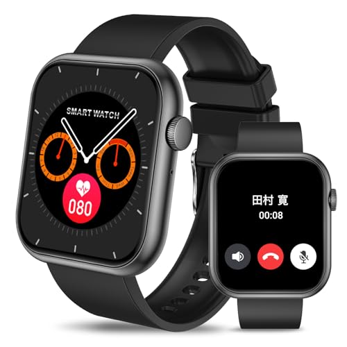 Moledro スマートウォッチ【2024改良型・日本製センサー】 Bluetooth通話機能 音楽再生 2インチ大画面 i Phone対応 アンドロイド対応 着信/メッセージ通知活動量計 100種類