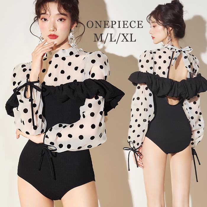 水着レディース オフショルワンピース ドット柄 ラグジュアリー 体型カバー ワンピース 水着 ワンピース水着 オフショルダー レディース水着 可愛い レディース