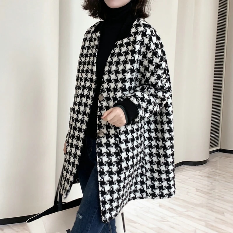 コートチェスターコートロングコート千鳥柄レディースコートアチェックコートグレンチェック