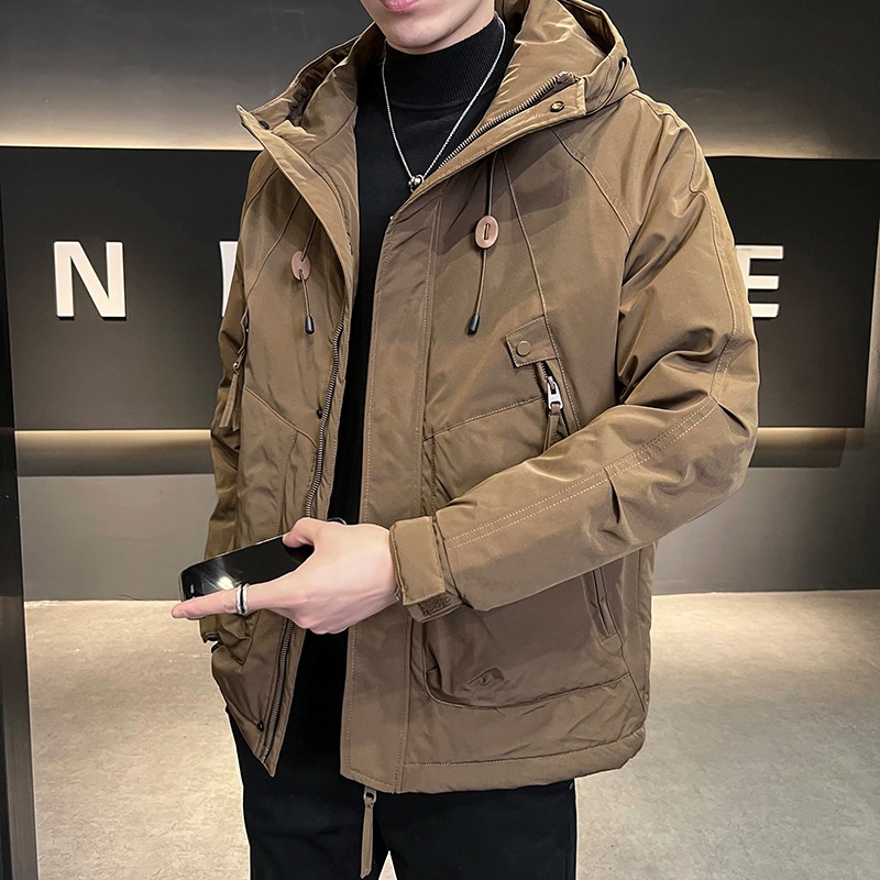 メンズ ホワイトダックダウン アウトドア デタッチャブル 3イン1 ダウンジャケット YR291T (コーヒー/ブラック)