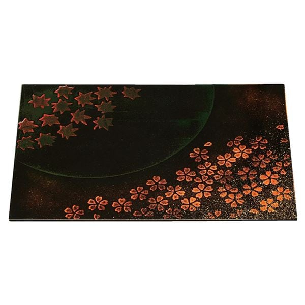 尺4 木製 ダイヤ長角マット/トレー (月光春秋 木) 425×335×10mm 日本製 (和食 レストラン 居酒屋 店舗 お店)テーブルクロス