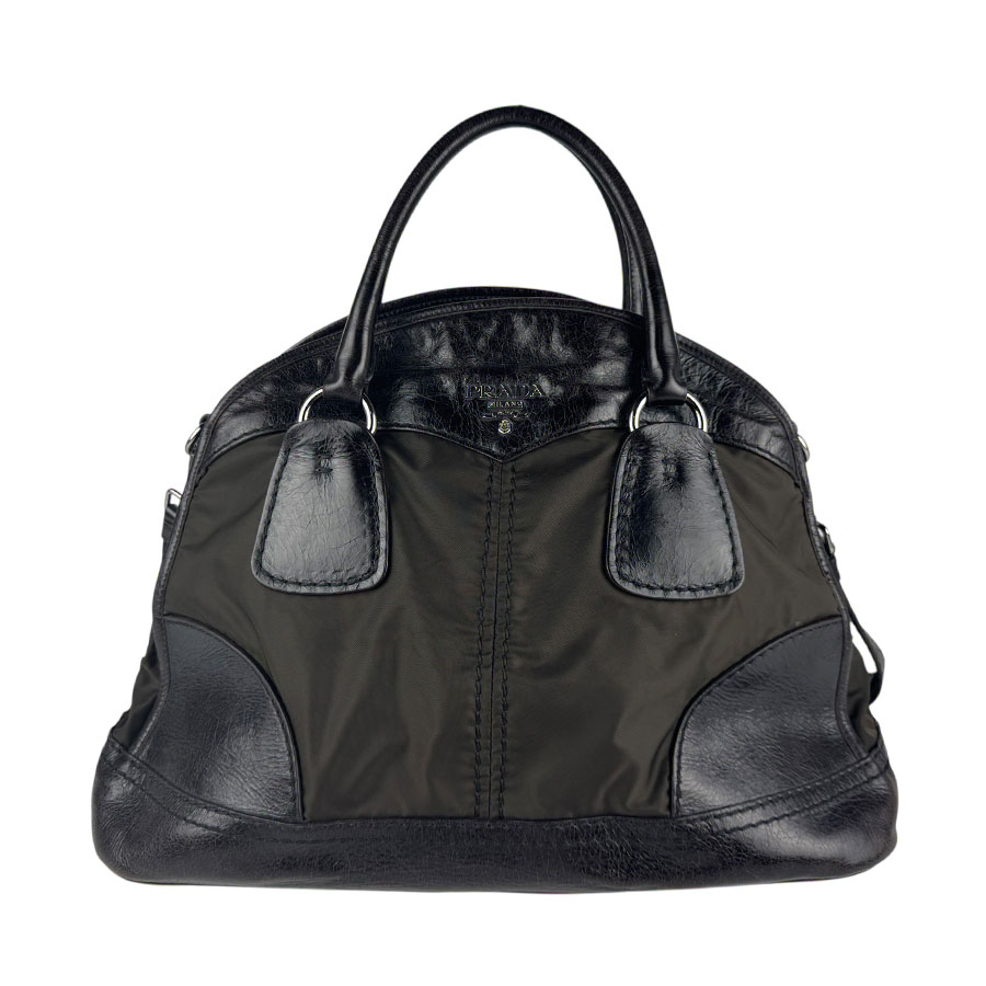プラダ PRADA ハンドバッグ ショルダーバッグ ナイロン/レザー カーキブラウン/ブラック シルバー ユニセックス z6244