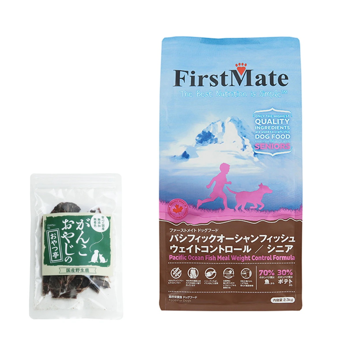 ファーストメイト パシフィックオーシャンフィッシュ ウエイトコントロール シニア 2.3kg【国産鹿肉ジャーキー付き(お試しサイズ)】