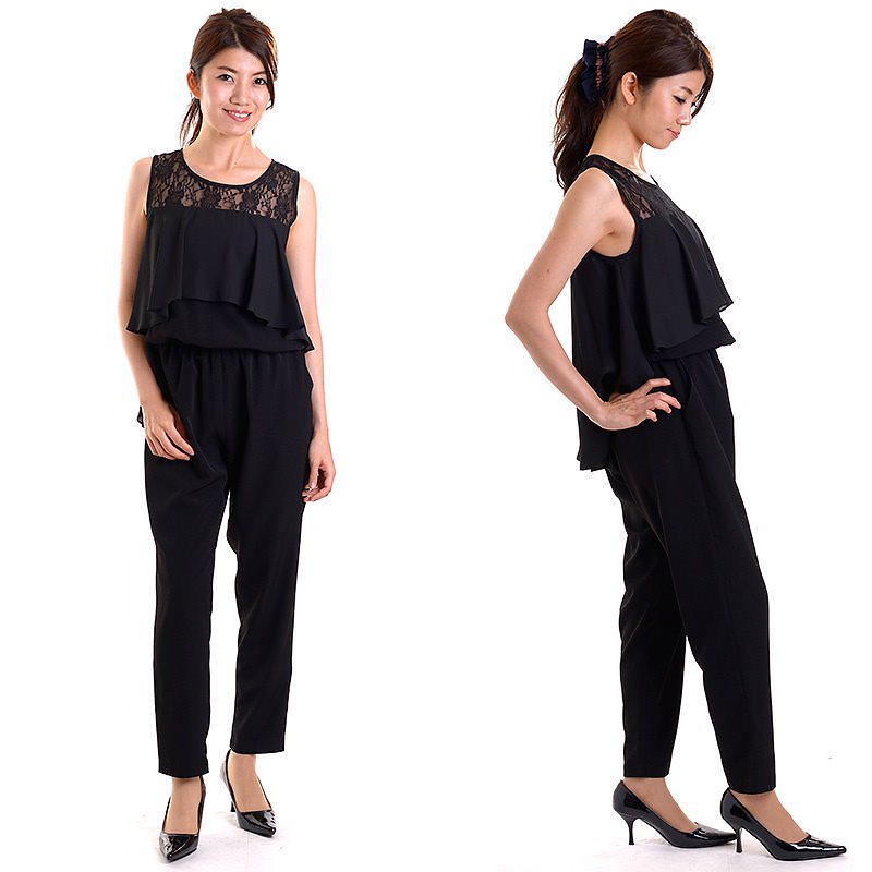 コンビネゾンパーティードレス ノースリレース オールインワンパンツドレス 結婚式 2次会