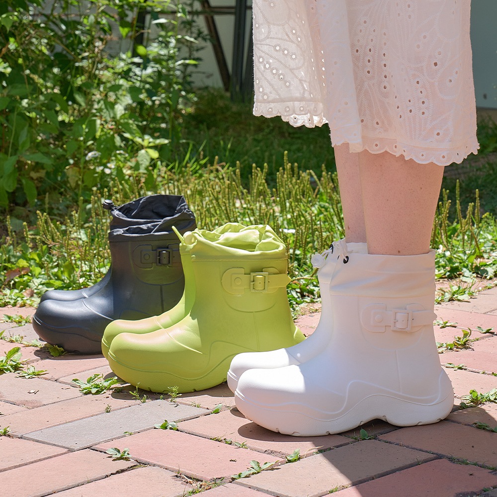 Rose Belted Middle Rainboots (3Colors)_R0017レインブーツ