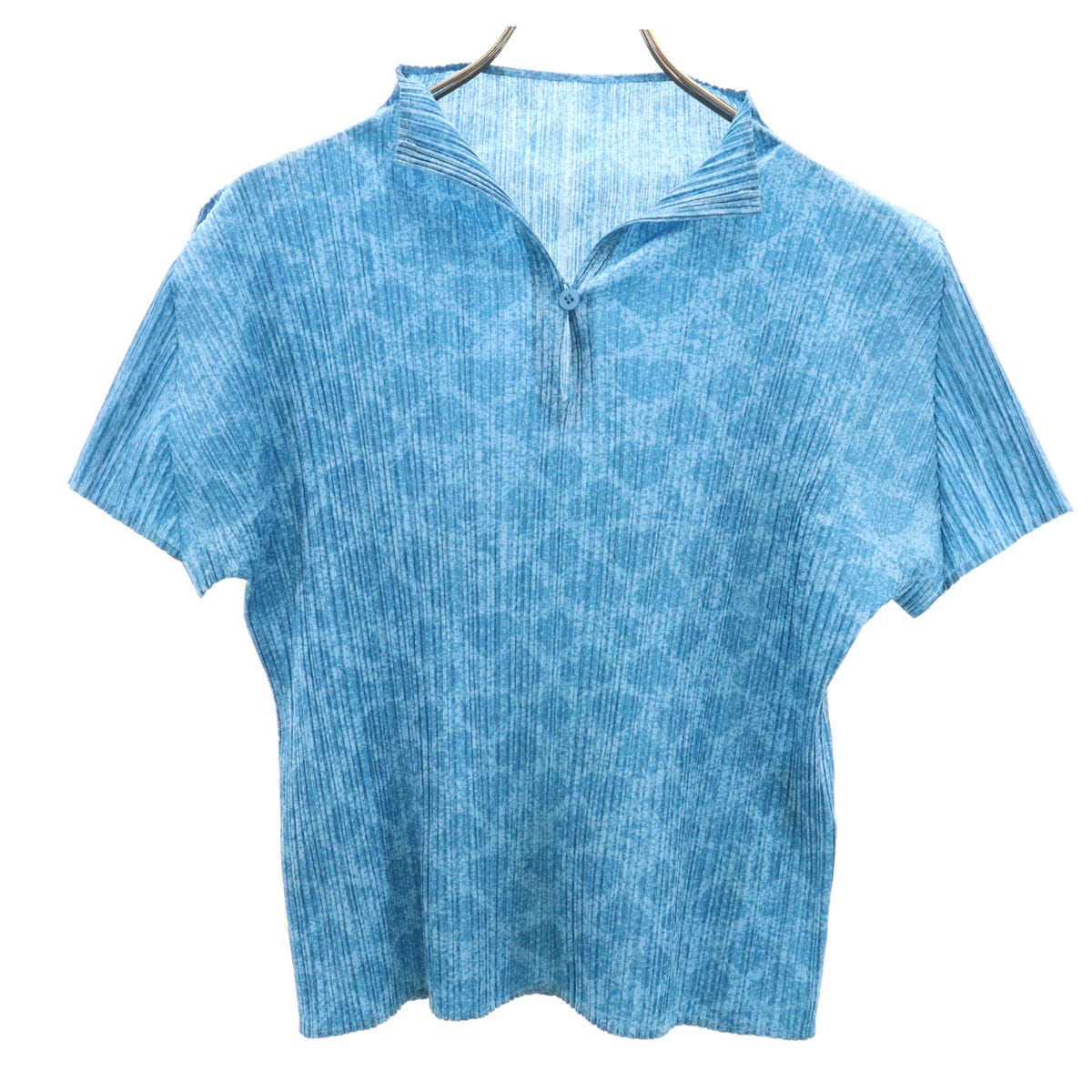 PLEATS PLEASE プリーツプリーズ 日本製 半袖 プリーツ カットソー 3 ブルー イッセイミヤケ レディース 古着