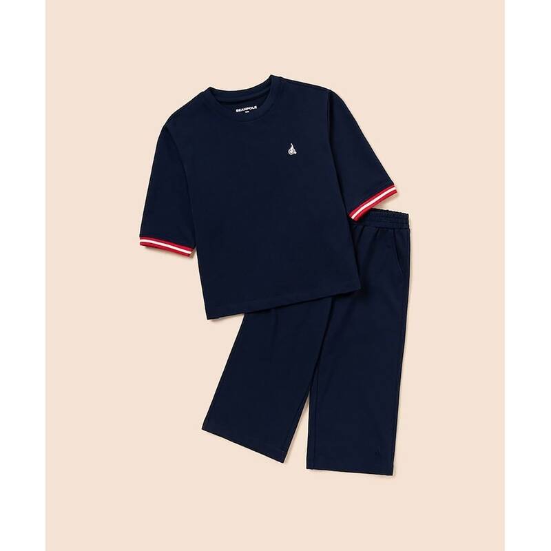 ビーンポールキッズ BEANPOLE KIDS 7分丈ピケ上下セット ネイビー (BI6341U02R) BI6341U02R 377313