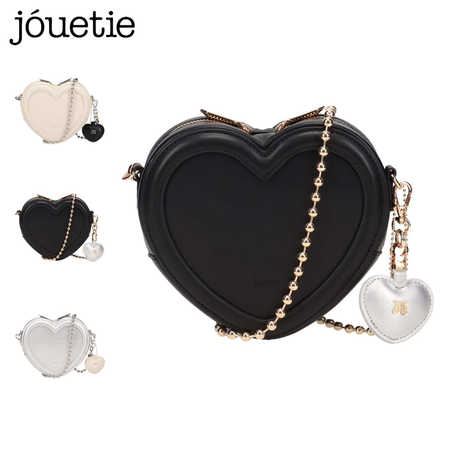 ショルダーバッグ レディース 斜めがけ 軽量 ハート型 コンパクト ブラック ホワイト シルバー JUT-82080B