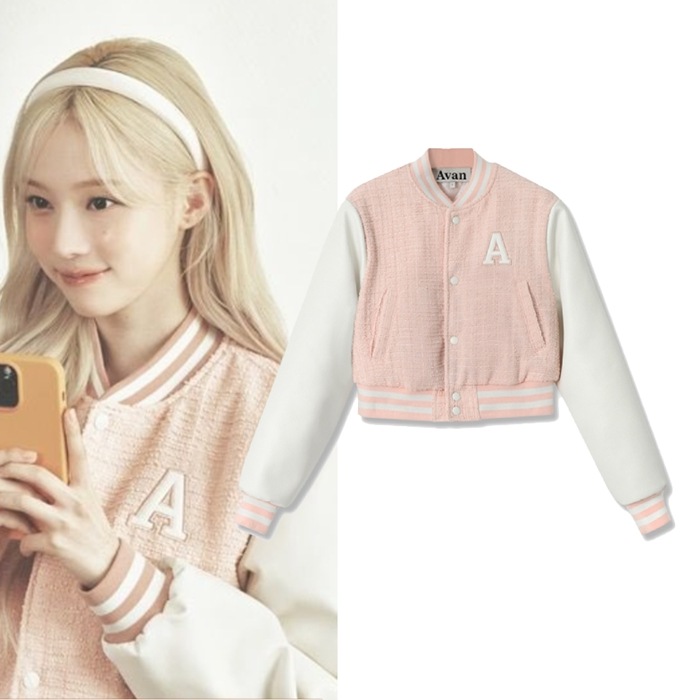 【aespa WINTER着用】 Atlantis Love Crop Varsity Jacket PINK