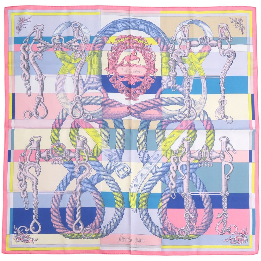 新品同様 カレ90 ダブルフェイス デッラ カヴァッレリア スカーフ シルク ピンク 0216【中古】 レディース 42,575円