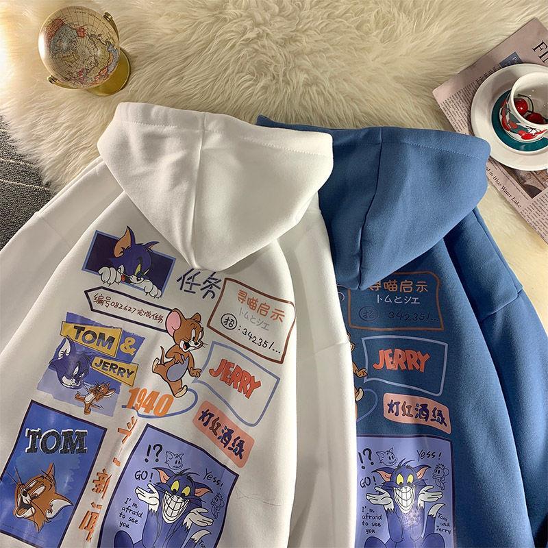 香港風アニメ猫とネズミの帽子付きガーディアン男のゆるい流行秋冬上着カップル服ins百合12