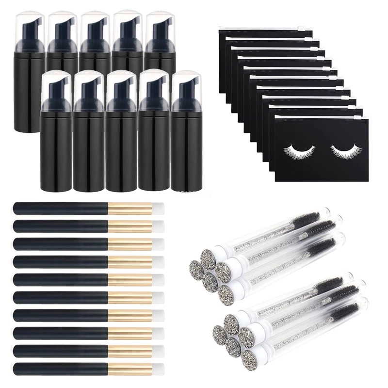 まつげシャンプー洗浄ブラシ,空のフォームボトルセット,まつげブラシ,ブラックヘッドリムーバー,ノーズクリーニング,まつげツール,60ml