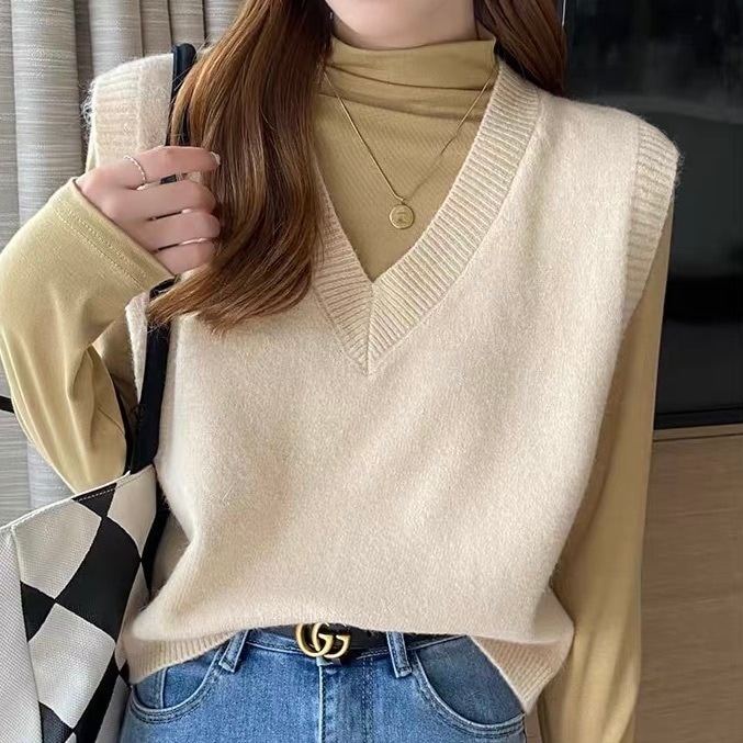 レディース トップス ニット プルオーバー ベスト 袖なし ノースリーブ Vネック かわいい 大人可愛い きれいめ シンプル カジュアル 上品 おしゃれ かっこいい レトロ こなれ感 ラフ