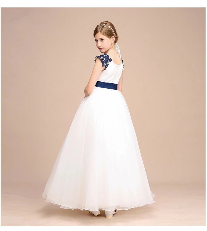 キッズドレス 女の子 パーティー フォーマル お姫様 ワンピース 子供ドレス マキシ丈 フォーマルドレス ステージ衣装 ピアノ発表会 こどもドレス キッズドレス 結婚式 演奏会 ネイビー 紺