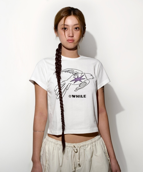 WHILE Free バードクロップ半袖クライミングTシャツマウンテニアリングヘルス (ホワイト)