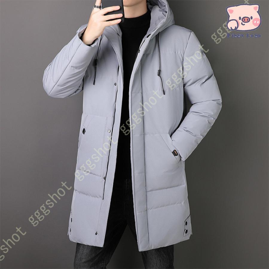 冬の特恵ダウンジャケット 中綿コート メンズ 無地 ロング丈 中綿入 ジャケット 厚手 フード付き ブルゾン アウター カジュアル 防寒コート ダウンジャケット