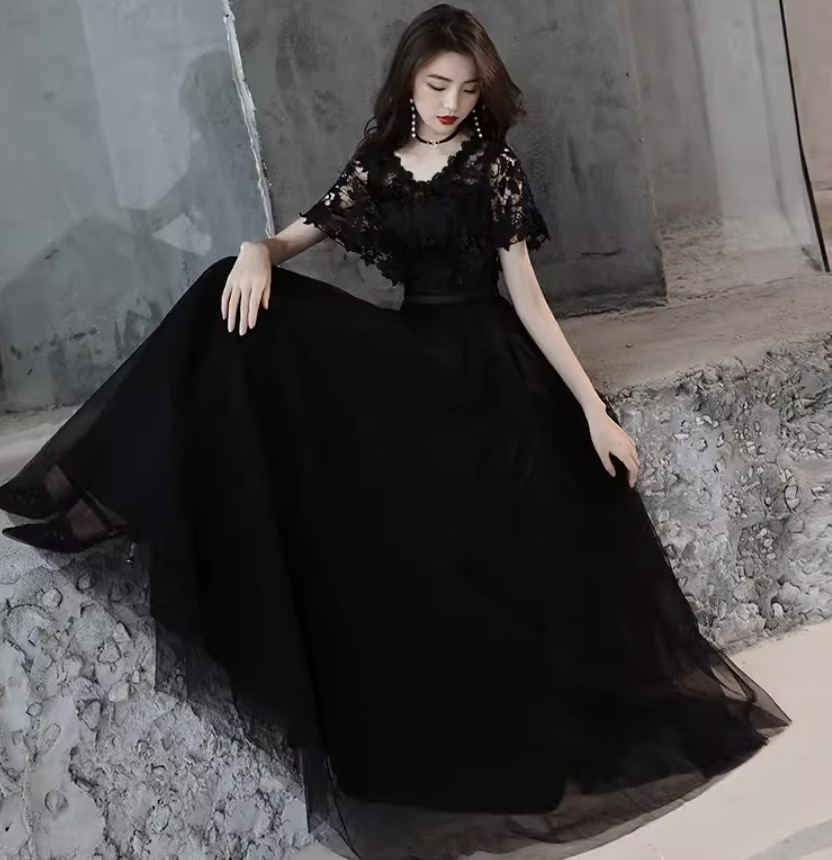 ワンピース ロングスカート フレアワンピース ワンピドレス ロング ロング丈 袖あり 半袖 Vネック フレア Aライン レース チュール シフォン ウエストマーク ハイウエスト ポリエステル かわいい