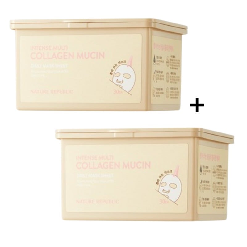 [1+1]インテンス マルチコラーゲン ミュシン デイリーマスクシート, 350ml(30枚) (弾力ケア/水分鎮静)