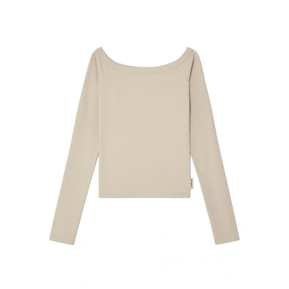 グロウニーガールフレンドオフショルダートップ (タン)