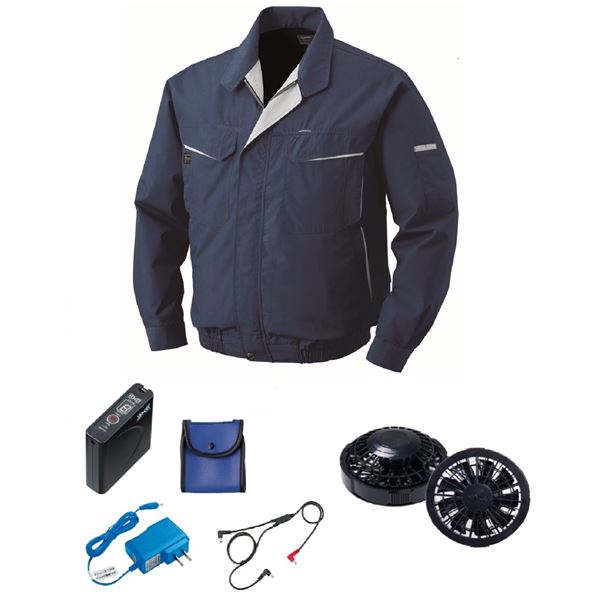 KU90470 空調服 綿/ポリ混紡 FAN2200B/LISUPER1セット ネイビー 4L