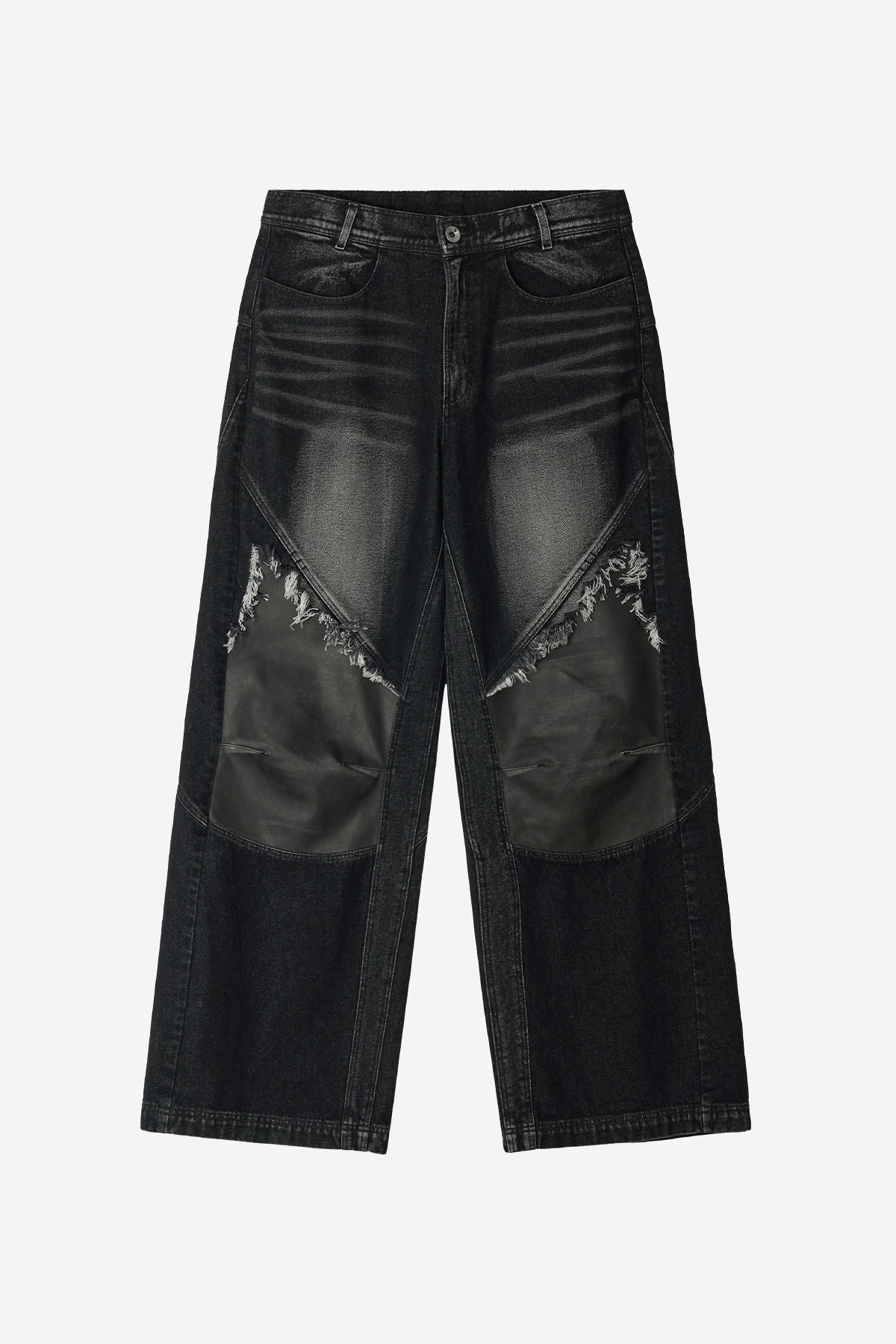【BLR】25FW WIDE HEAVY WASHING WITH LEATHER PANTS