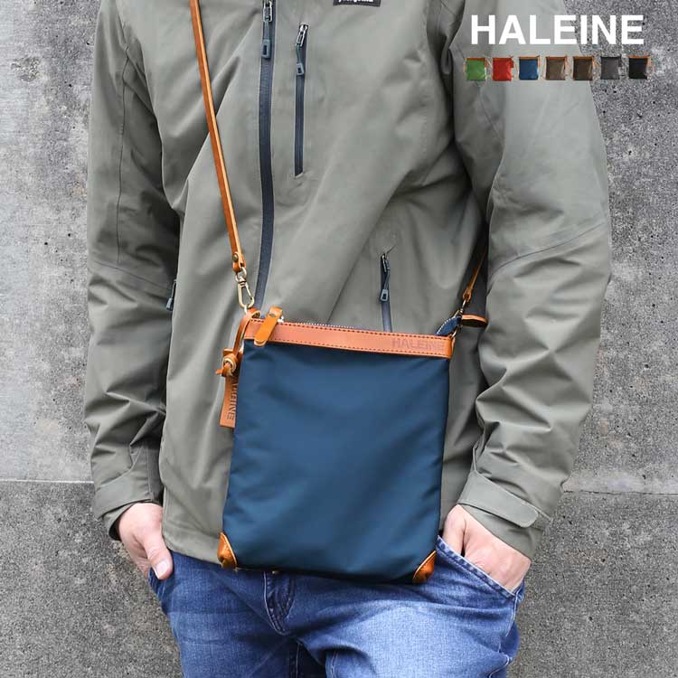 サコッシュ メンズ HALEINE 日本製 ナイロン 栃木レザー ショルダーバッグ 【名入れ 可能】【Makuake掲載】ボディバッグ 斜めがけ 斜め掛け バッグ ミニバッグ 牛革 本革 ブランド プ