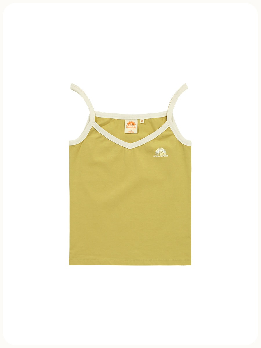 HELLO SUNRISE Color Line Sleeveless Light Olive & White