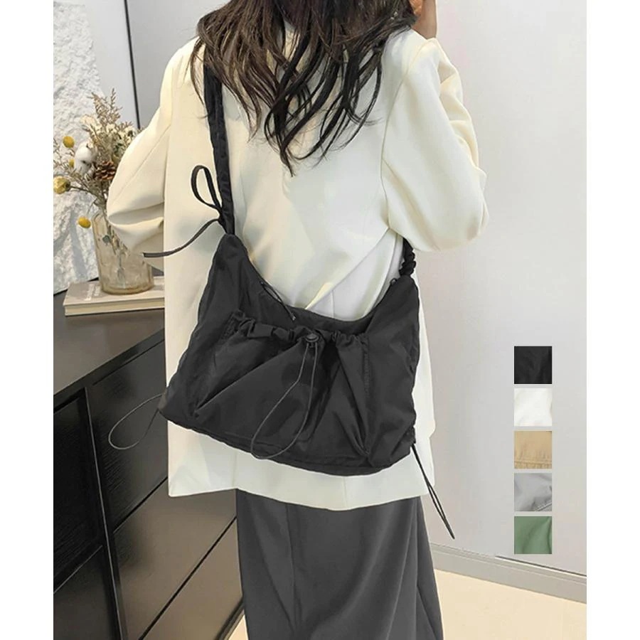 【急速出荷!】[ 期間限定] 韓国人気 ショルダーバッグギャザーナイロンバッグ