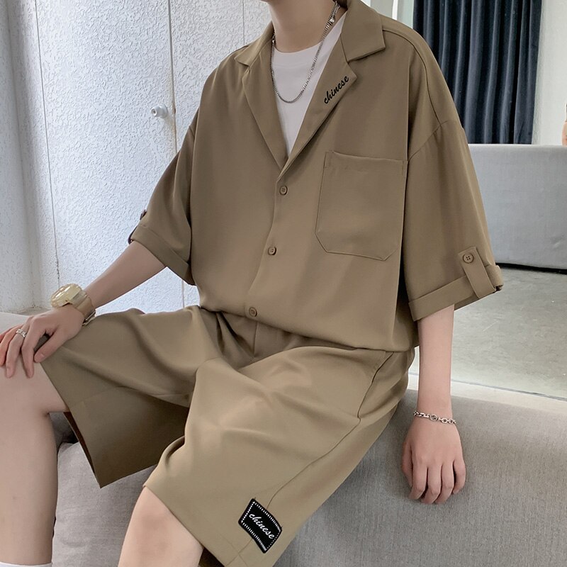 シャツ 2点セット 薄手 短パン 半袖 カ ゆったり 上下セット ハーフパンツ スーツ メンズ 春夏