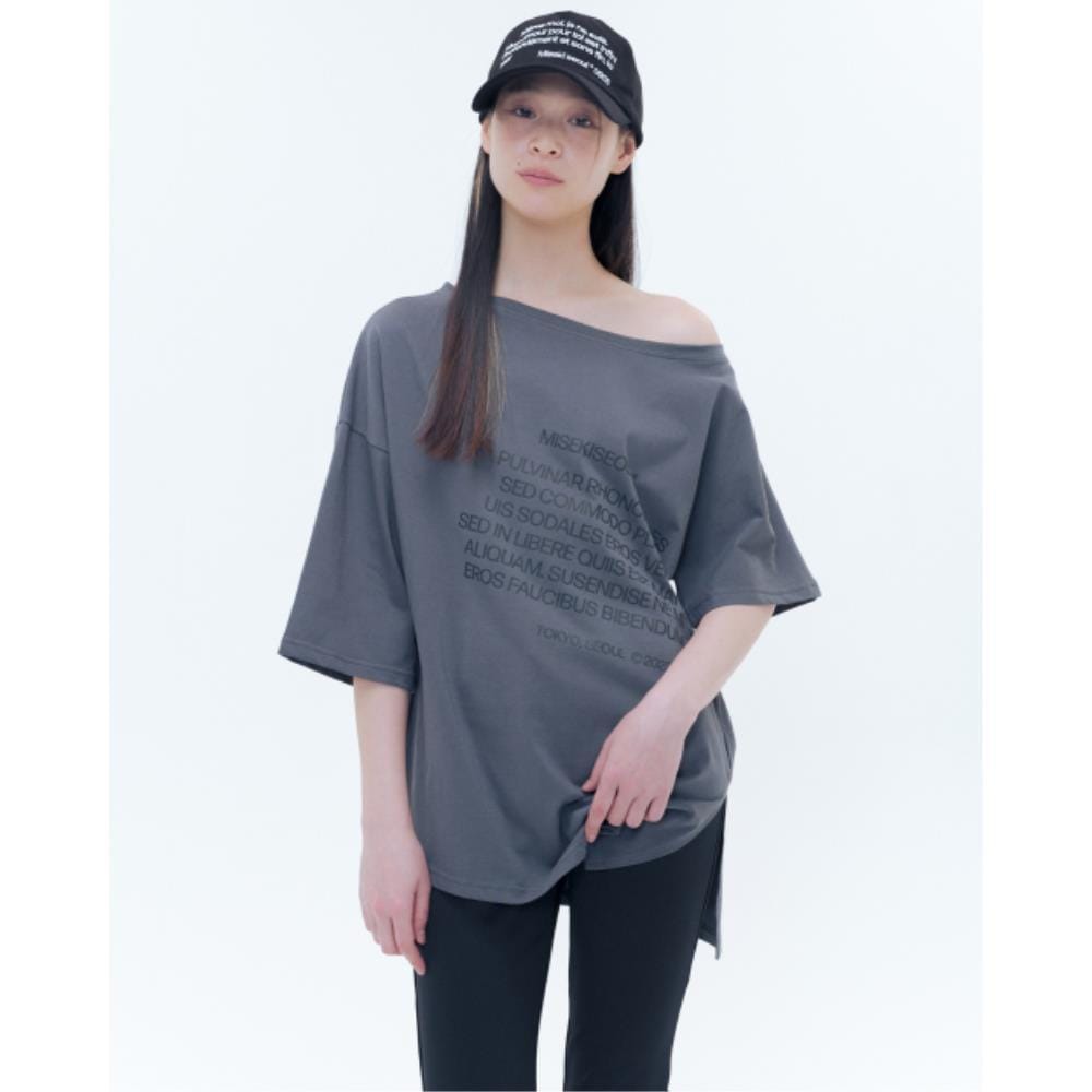 MISEKI SEOUL Unbalanced quote slit sleeves CHARCOAL MSK2