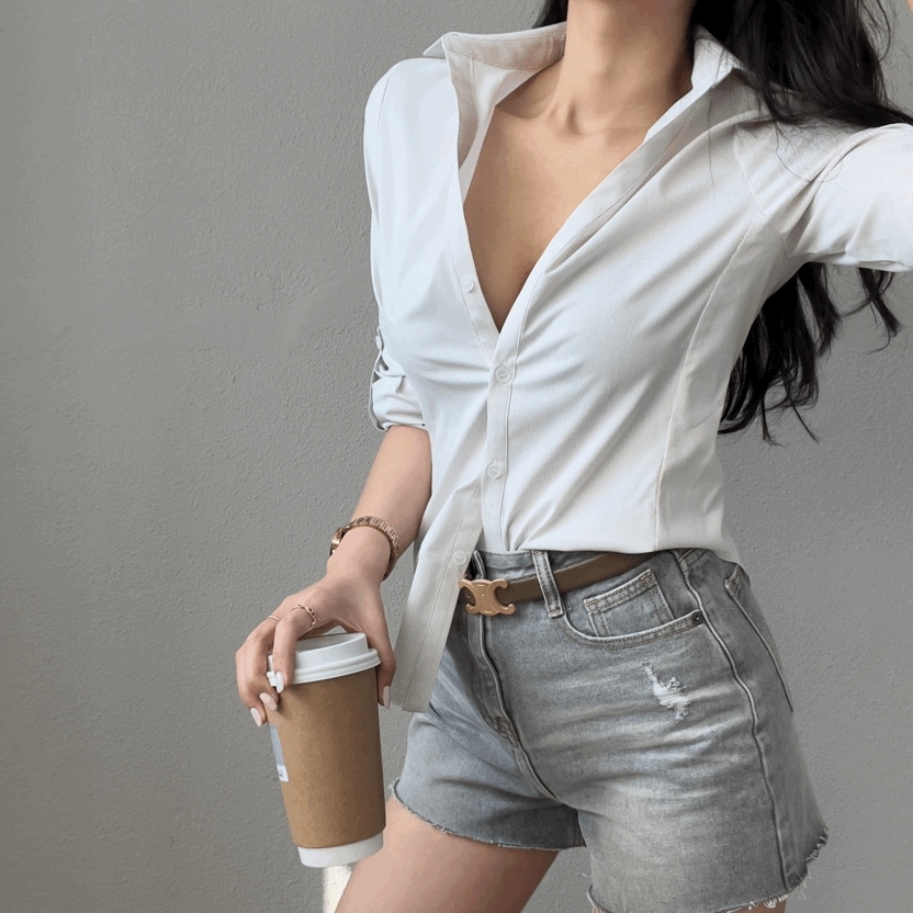 ロールアップ ストライプ シャツ