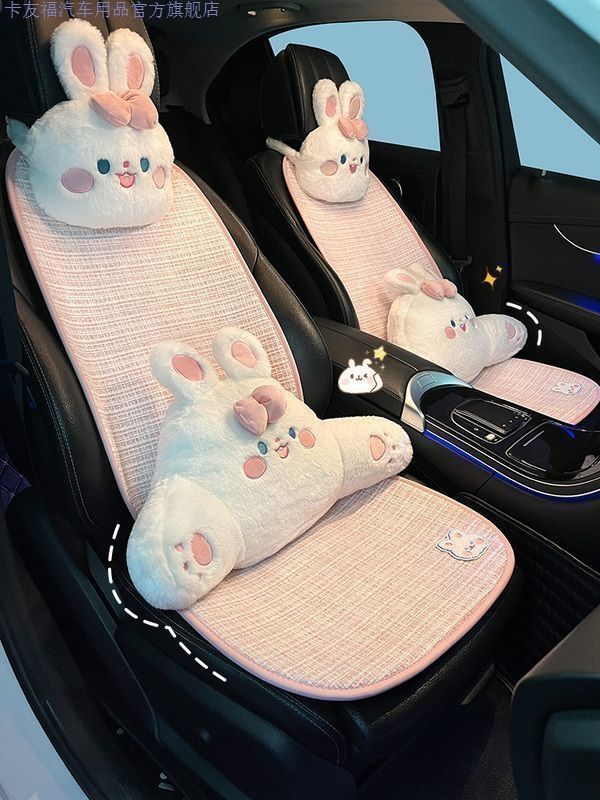 カーシートクッションユニバーサル四季シートカバーハーフパックリネン女神かわいい夏スモールウエストコットンリネンバットパッド