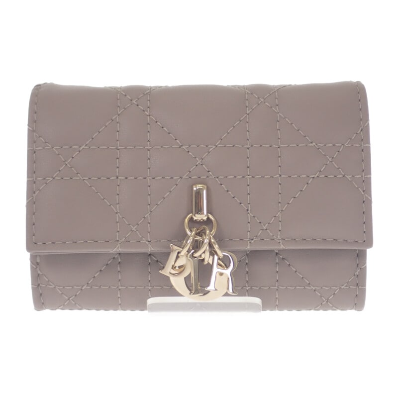 Glycine ウォレット S0966ONMJ_M30G コインケース 財布 ラムスキン ベージュ トープ ゴールド金具 レディース【Aランク】