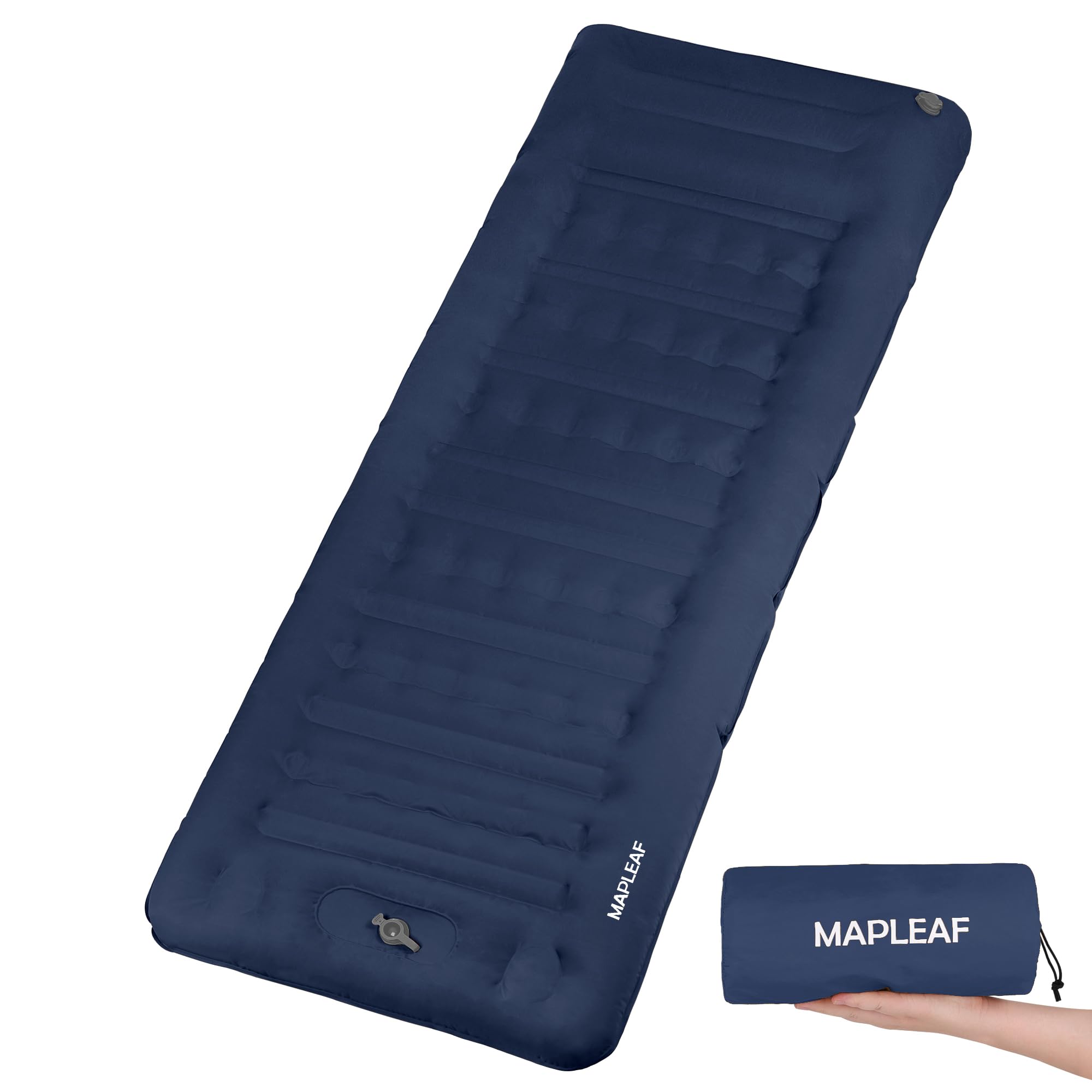 【12CM厚さ 2025 Mapleaf エアーマット 足踏み式 枕付き フットポンプ内蔵 車中泊 防災 お花見に 厚手 コンパクト 軽量 防水 保温 持ち運び便利 補修テープ付 登山 公園