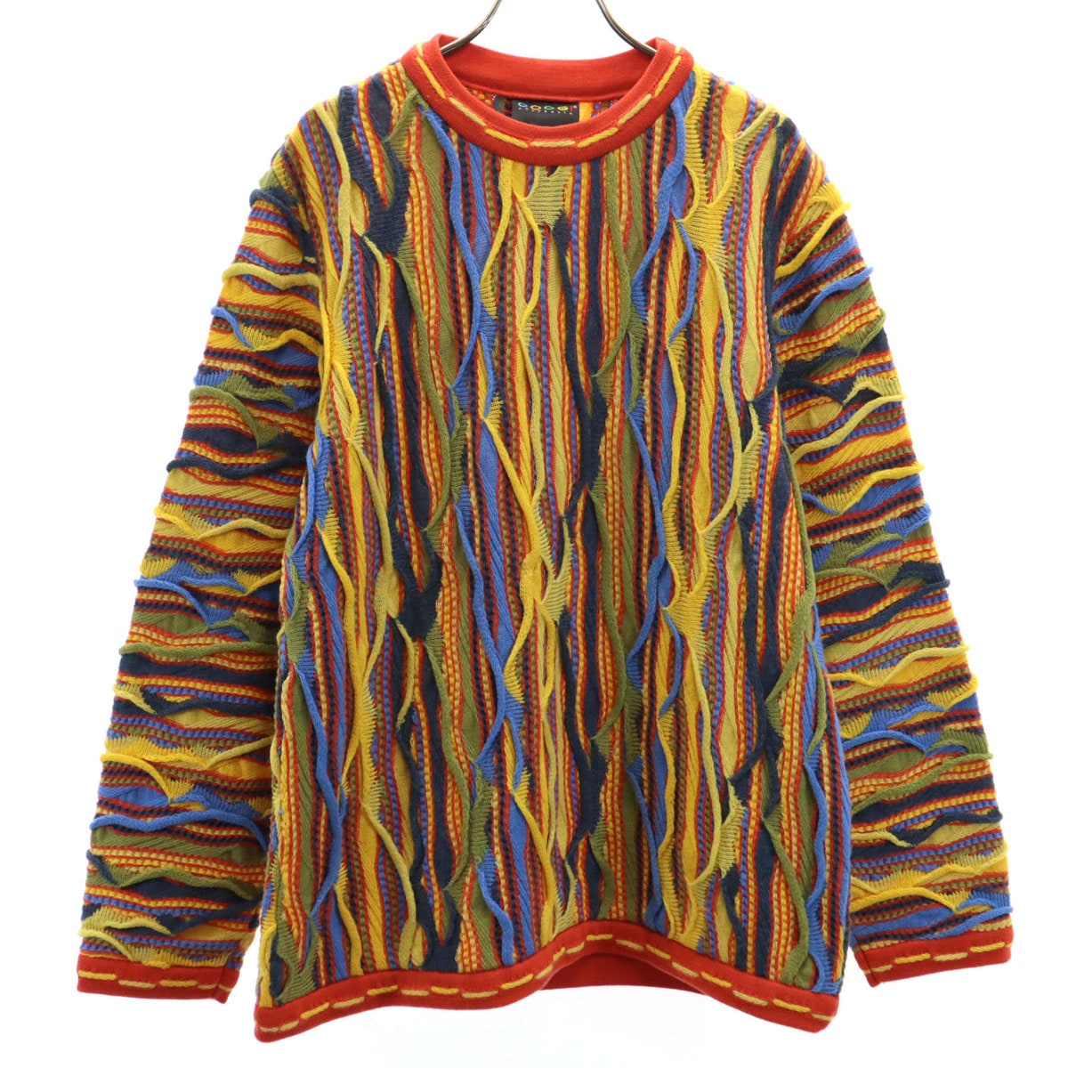 COOGI クージー オーストラリア製 総柄 長袖 3D ニット SS マルチ セーター メンズ 古着