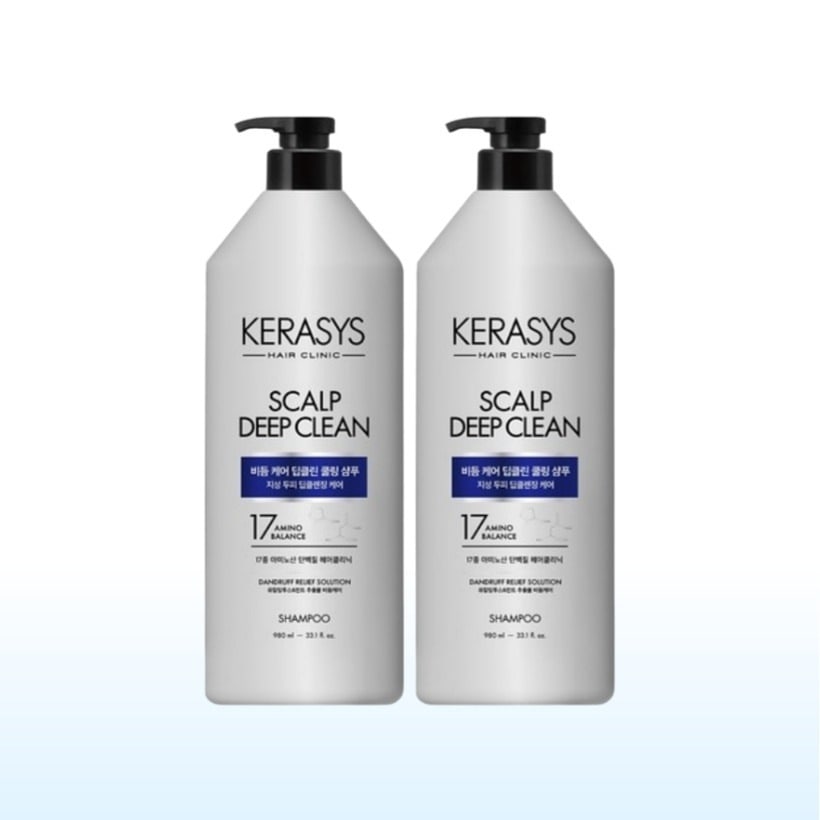 [1+1 大容量 ディープ クリーン シャンプー 韓国人気] 980ml x2本 頭皮 フケケア ディープ クリーン クーリング タンパク質 シャンプー マイルド 弱酸性 頭皮 毛髪ケア 豊かな泡