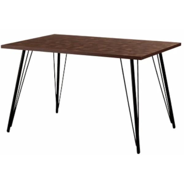 丈夫な木目調天板と黒アイアン脚のインダストリアルなダイニングテーブル 120cm幅 北欧 ジャパンディ ダイニングテーブル ブラック ダイニングキッチン