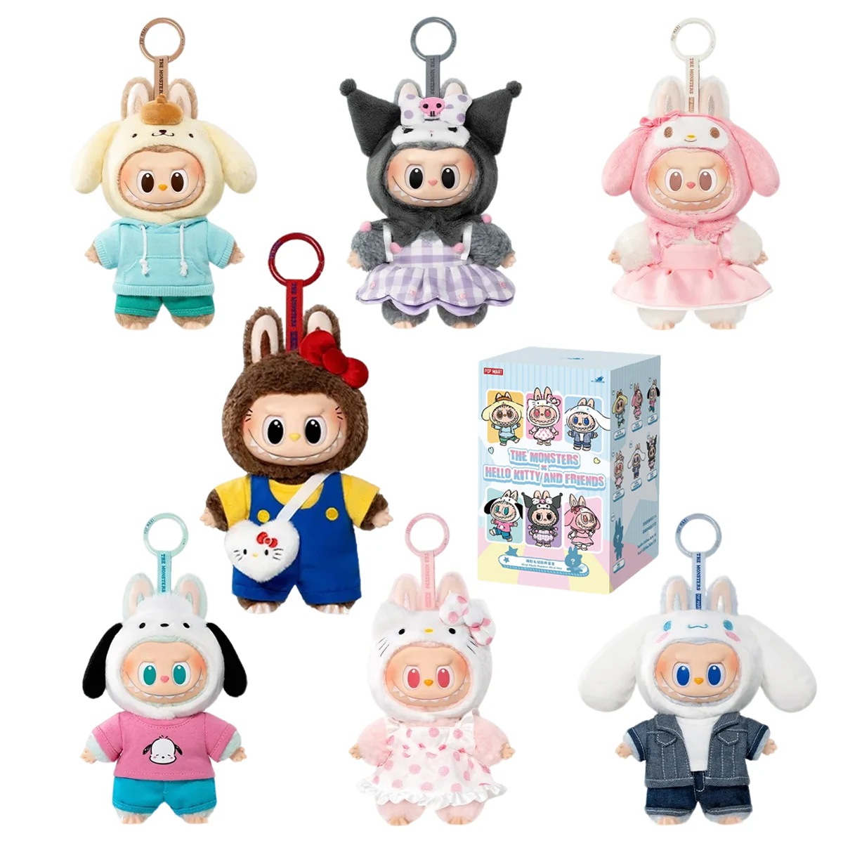 公式正規品POP MART ラブブ THE MONSTERS×Hello Kitty and Friends サンリオぬいぐるみペンダント らふぶ ぬいぐるみキーホルダー ブラインドボックス