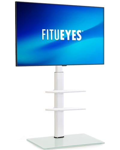 FITUEYES テレビスタンド 32～60インチ対応 2枚棚付き 壁寄せテレビスタンド 高さ調節可能 ラック回転可能 ホワイト