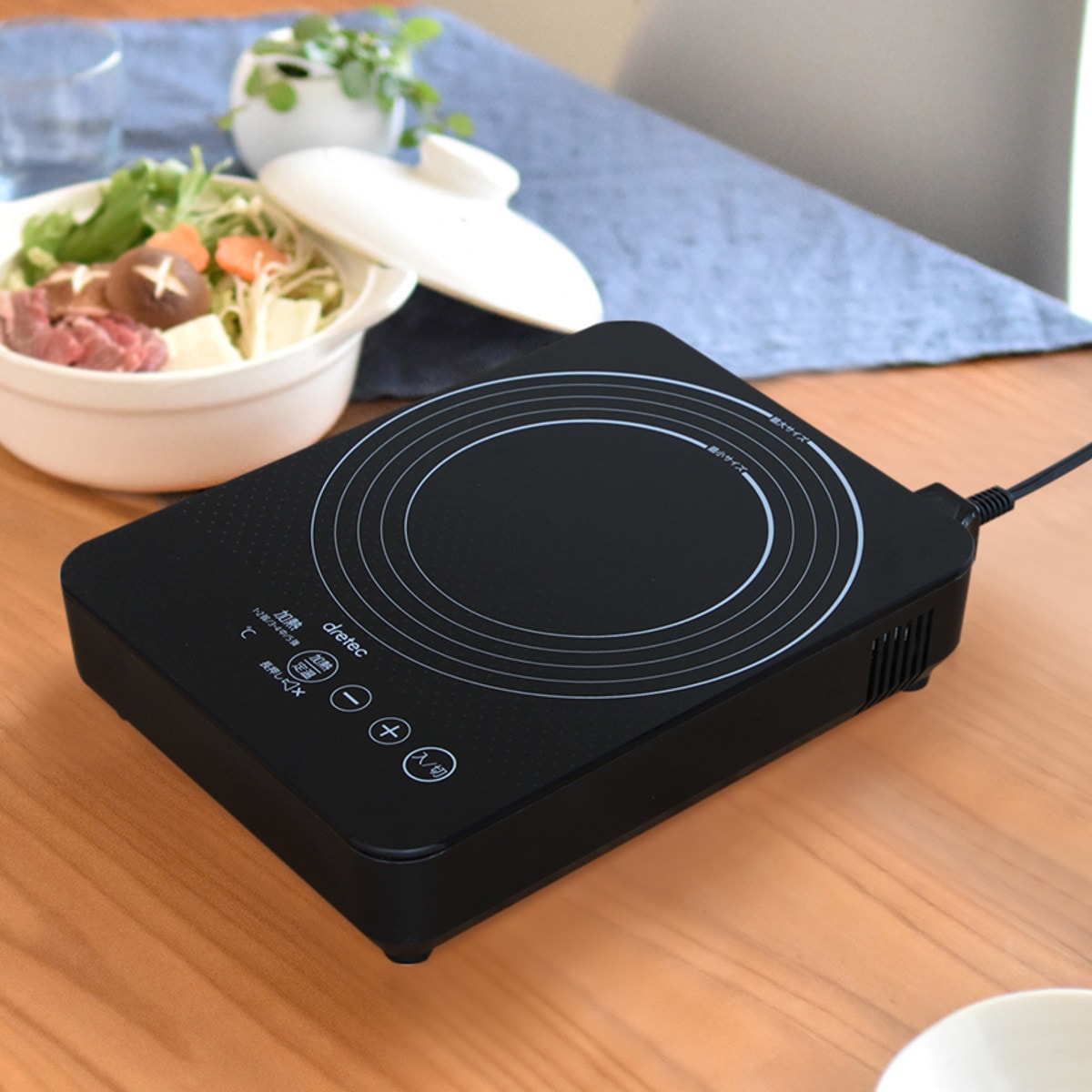 IHコンロ 卓上 1口 揚げ物ができるIHクッキングヒーター ピコ ドリテック dretec IH調理器 卓上コンロ コンパクトサイズ IH コンロ 小型 ミニ 1人用 1人鍋 電磁調理器