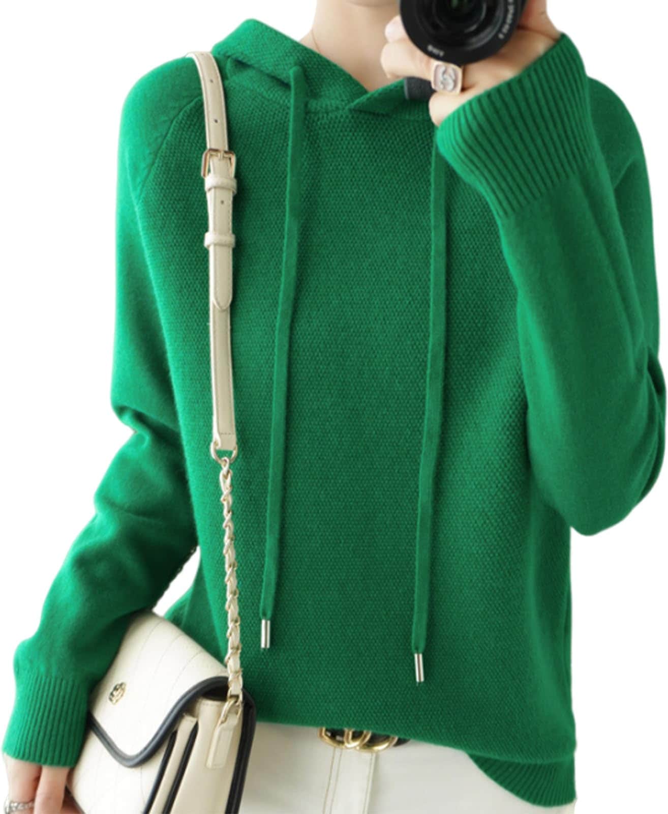 [J.STORE] パーカー シンプル ニット セーター カジュアル ゆったり 可愛い フード プルオーバー レディース レディースセーター ユッタリ 秋服 M レディース冬 ニットソー キレイ 可愛
