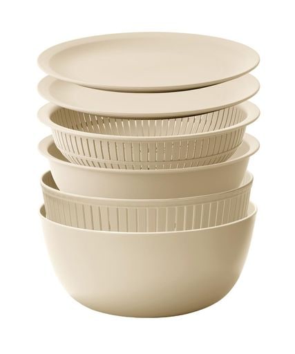 ライクイット (LIKE-IT) ざる ボウル 電子レンジ対応 COLANDER&BOWL 米とぎにも使える ザルとボール ベージュ 6点セット 日本製 水切り 湯切り可能 耐熱ボウル