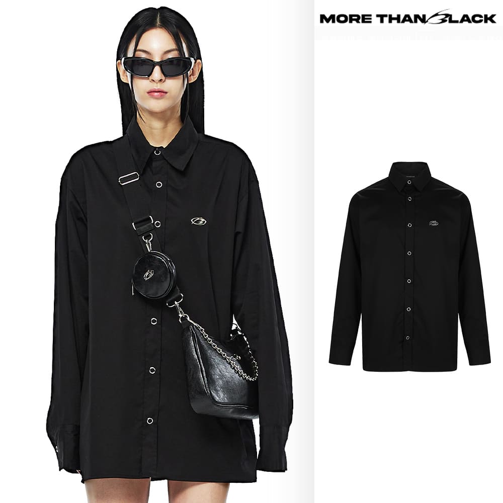 [MORE THAN BLACK] LOGO COLLAR SHIRT