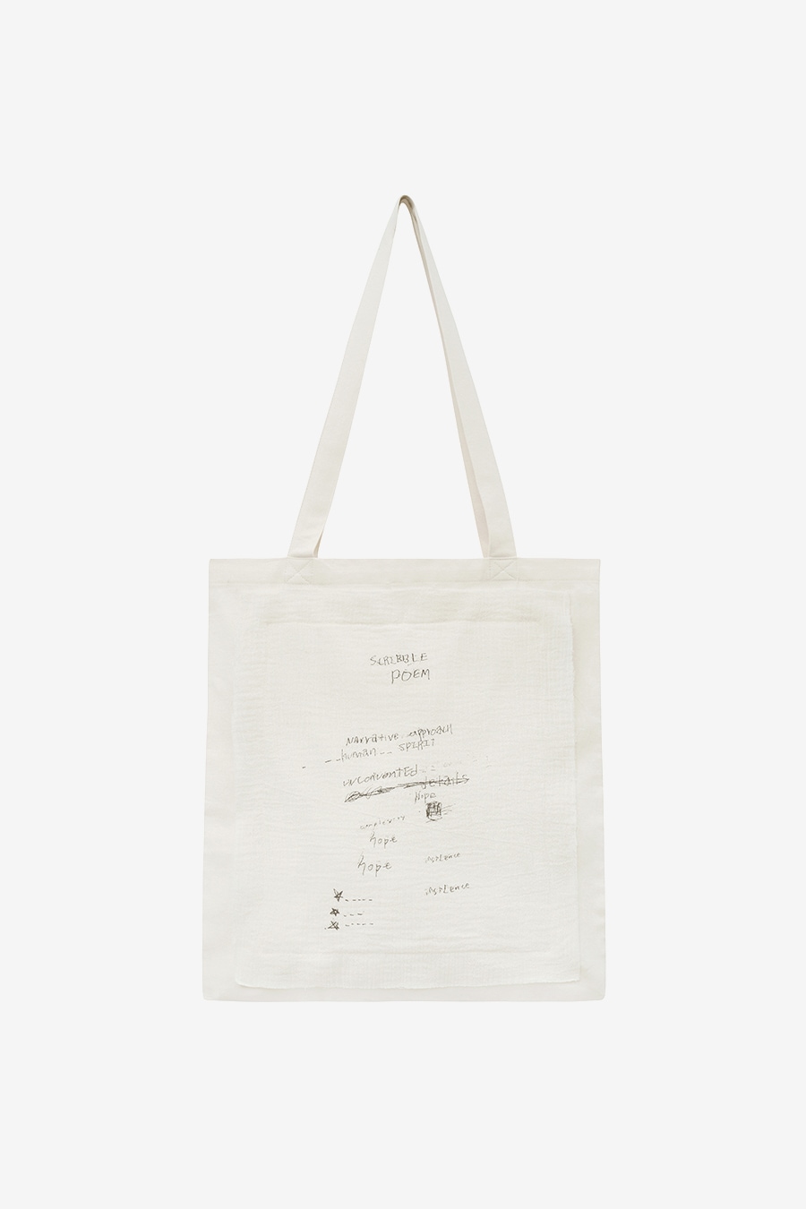 【INSILENCE】 SKETCH APPLIQUE COTTON BAG : ECRU