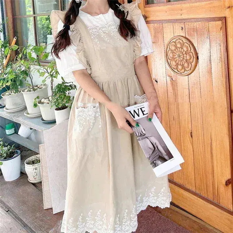 【まとめ買い価格 10セット1配送】早い者勝ち コットン 袖なし レディース 作業服 エプロン 家庭用 大きいサイズ ストラップ