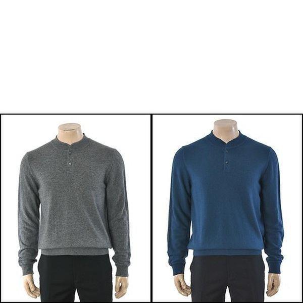 YJEWCD452_カシミア混紡 変形ヘンリーネック 長袖ニット