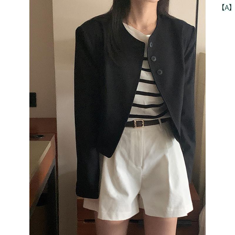 スーツ　ジャケット　カジュアル 大 愛 宮の スーツ ジャケット 女性用春 ハイエンド 無地 通勤ノー カラー ショート