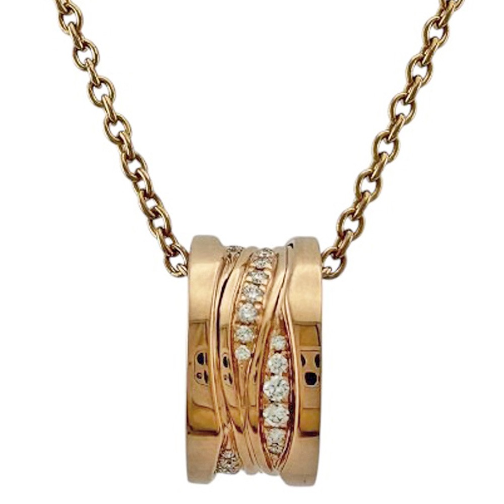 ブルガリ ビー・ゼロワン デザイン レジェンド ネックレス 18金 K18ピンクゴールド ダイヤモンド BVLGARI 中古 美品